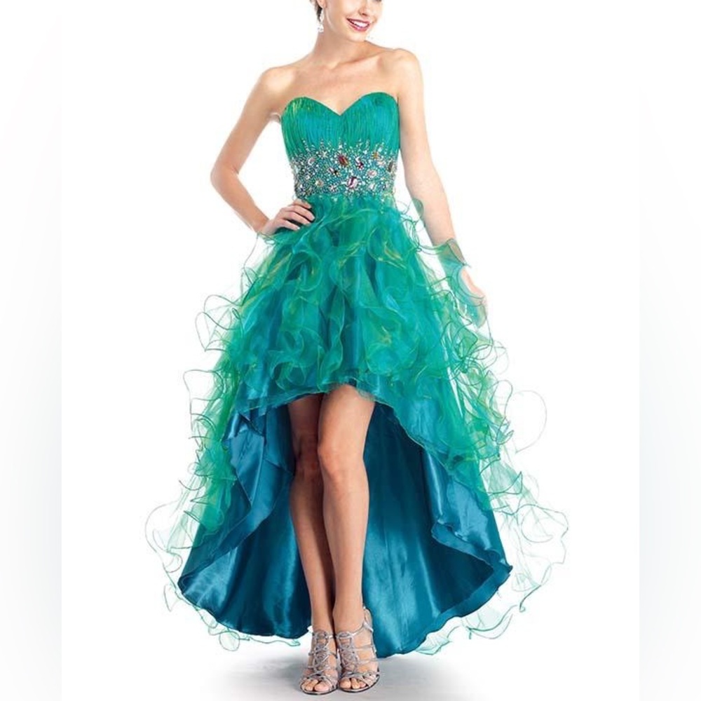 Elegant Dave & Johnny Strapless Green Evening Dress Dave and Johnny